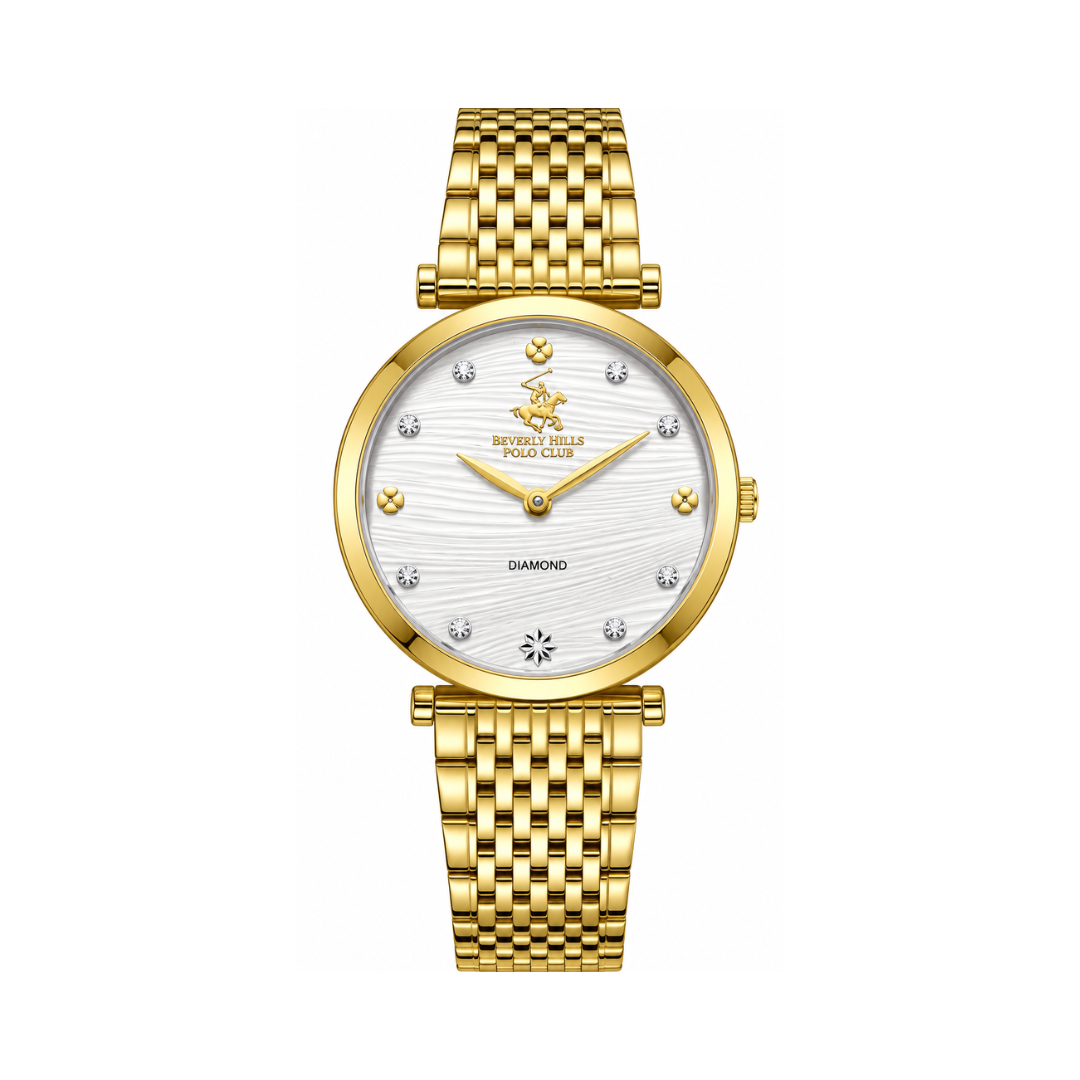 Beverly Hills Polo Club Women's Silver Dial Gold Stainless Steel Diamond Quartz Watch BP3737X.130