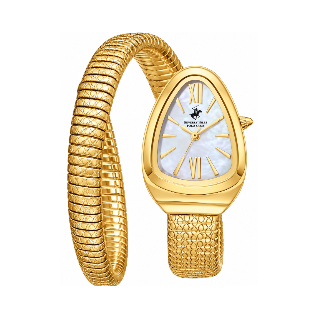 Beverly Hills Polo Club Women's Mother-of-Pearl Dial Gold Stainless Steel Quartz Watch BP3747C.120
