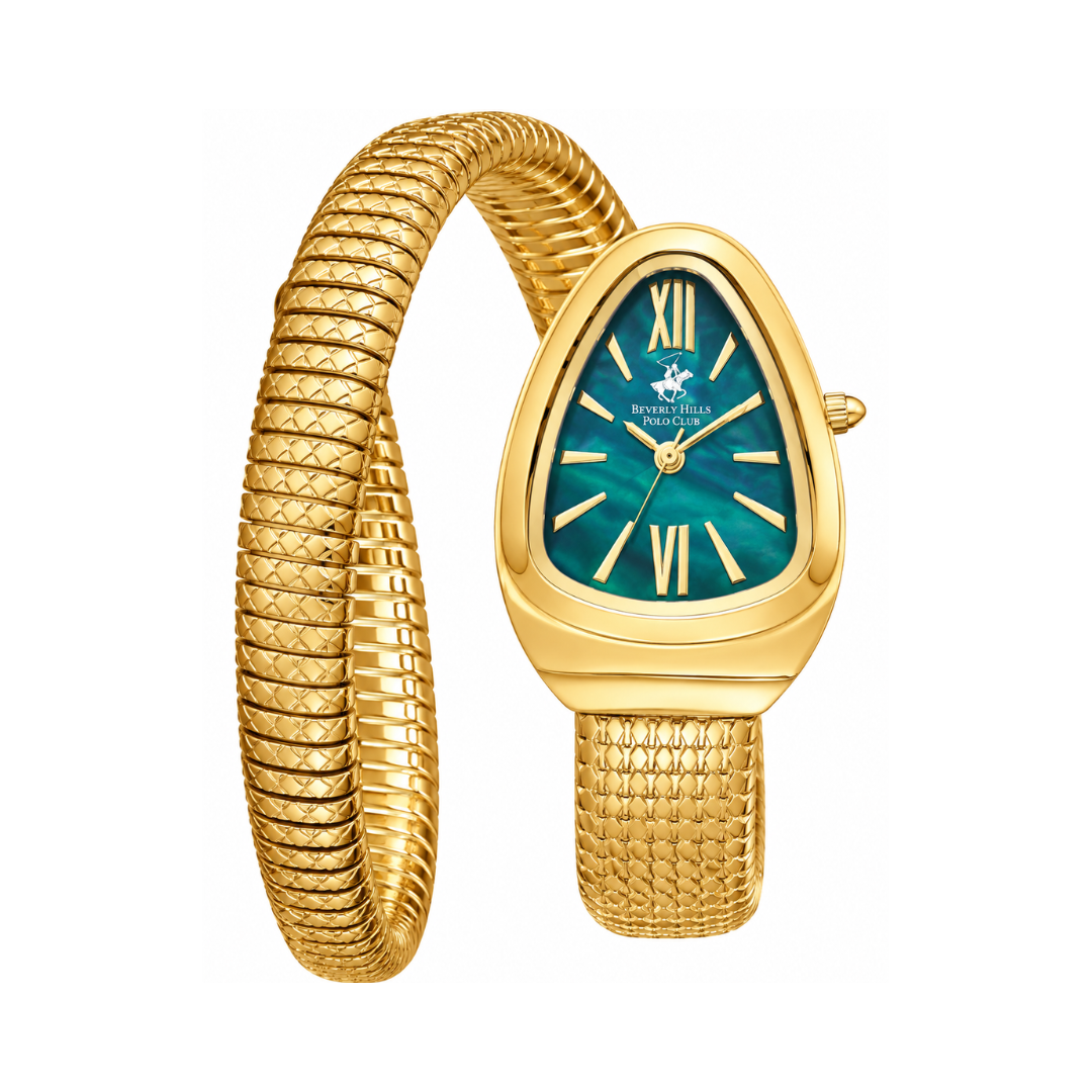 Beverly Hills Polo Club Women's Dark Green Dial Gold Stainless Steel Quartz Watch BP3747C.170