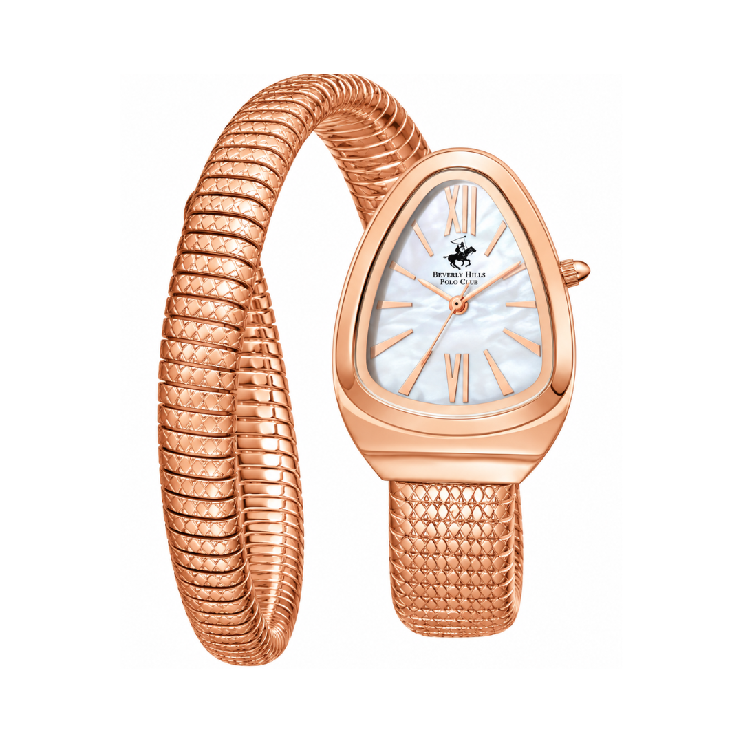 Beverly Hills Polo Club Women's White Dial Rose Gold Stainless Steel Quartz Watch BP3747C.420