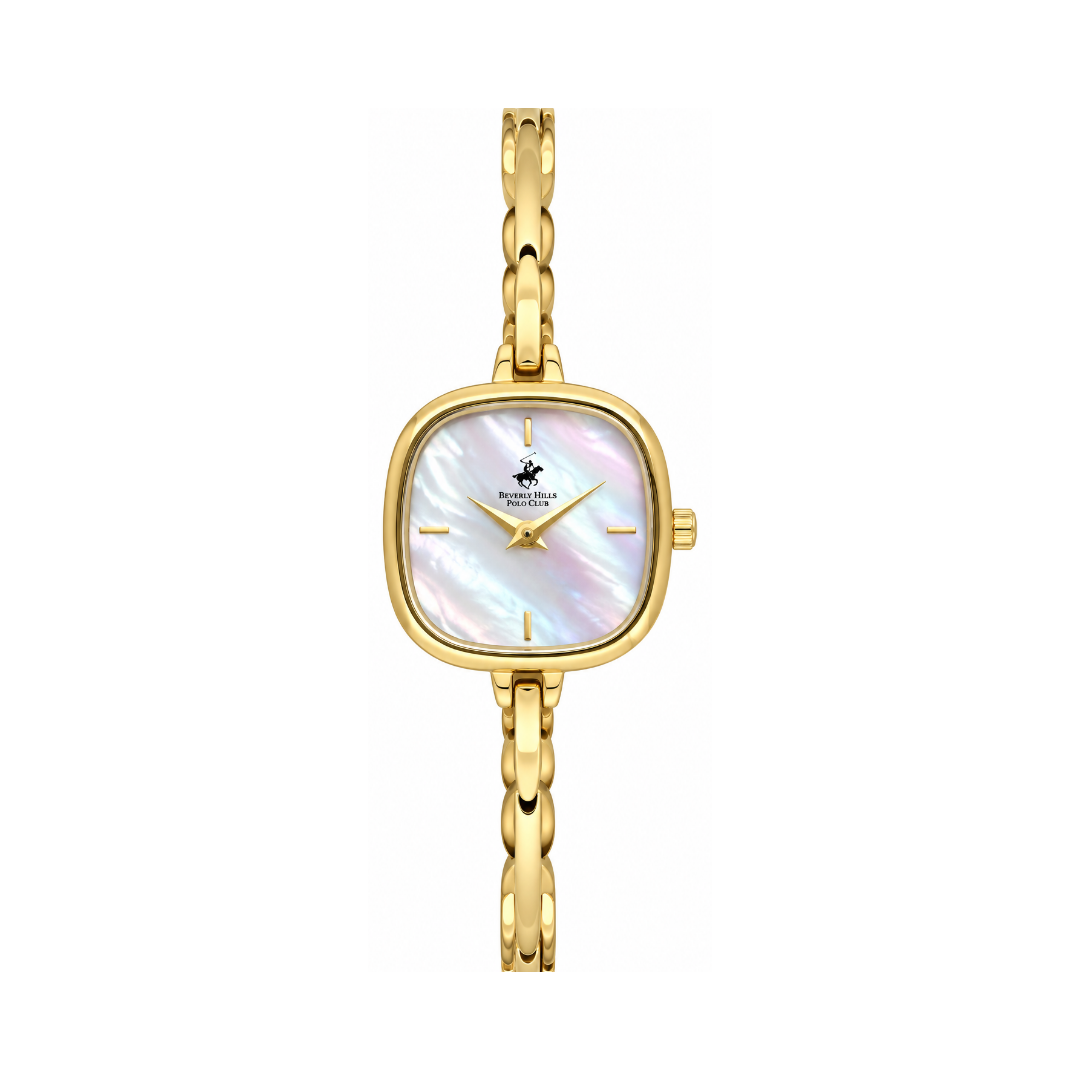 Beverly Hills Polo Club Women's Mother-of-Pearl Dial Gold Stainless Steel Crystal Quartz Watch BP3748X.120