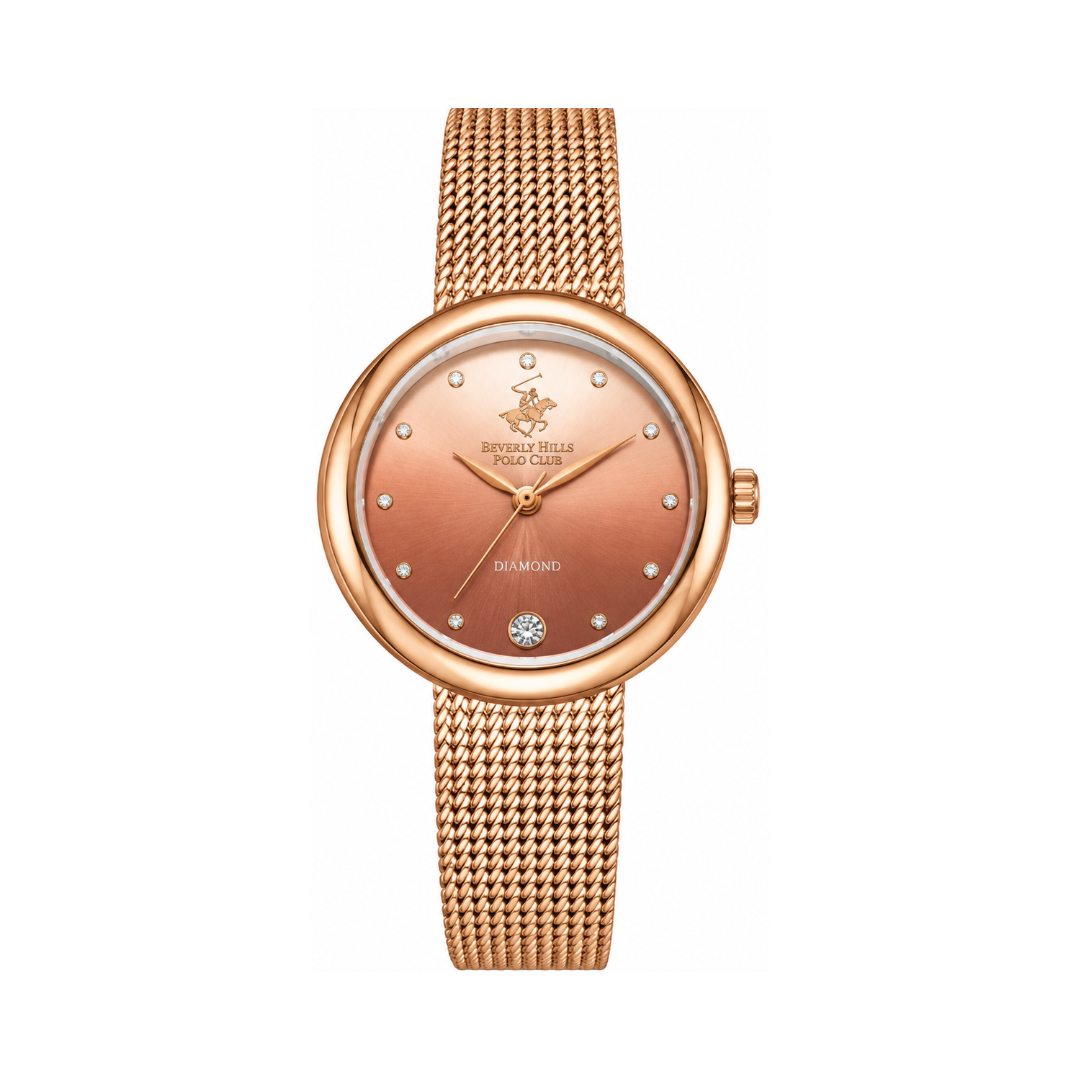 Beverly Hills Polo Club Women's Rose Gold Dial Rose Gold Stainless Steel Mesh Quartz Watch BP3760X.440