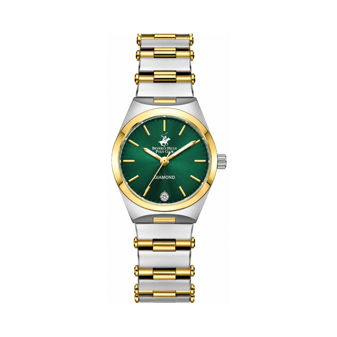 Beverly Hills Polo Club Women's Green Dial Two-Tone Stainless Steel Quartz Watch BP3767X.270