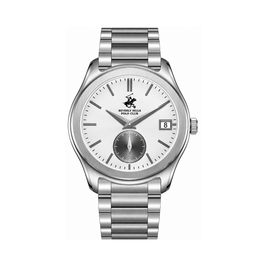 Beverly Hills Polo Club Men's White Dial Silver Stainless Steel Quartz Watch BP3772X.330