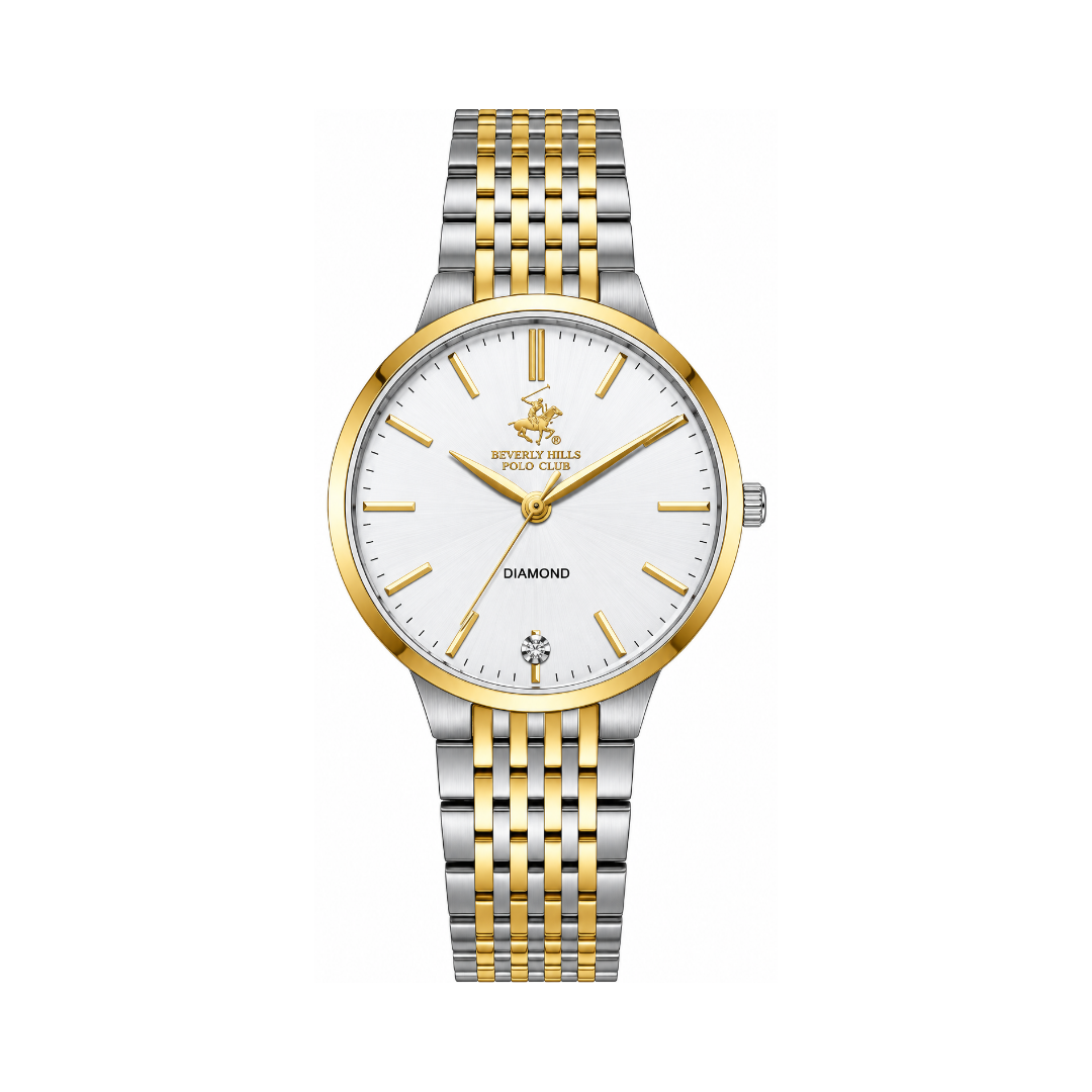 Beverly Hills Polo Club Women's White & Gold Dial Two-Tone Stainless Steel Quartz Watch BP3775X.230