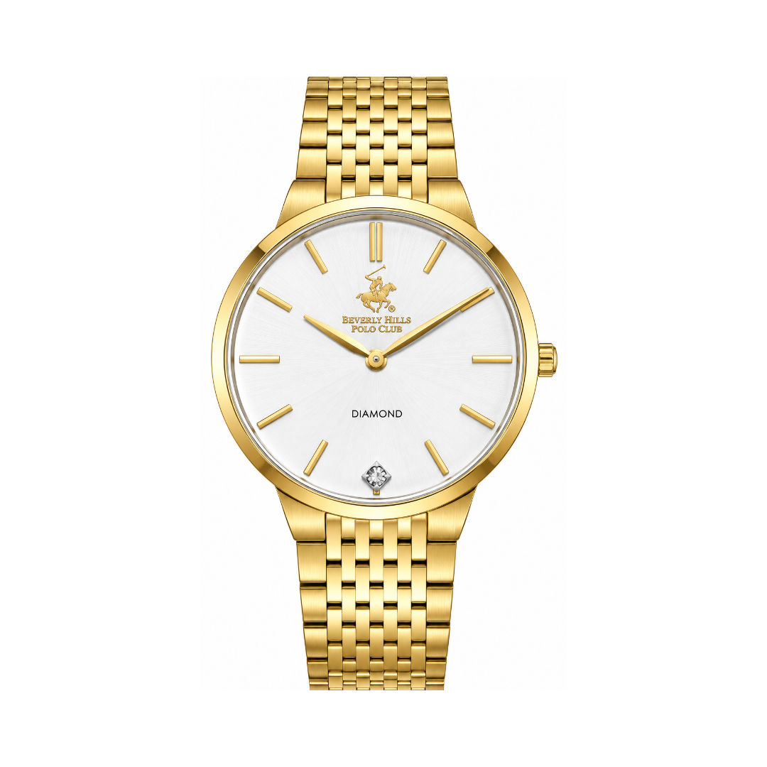 Beverly Hills Polo Club Men's White Dial Gold Stainless Steel Quartz Watch BP3776X.130