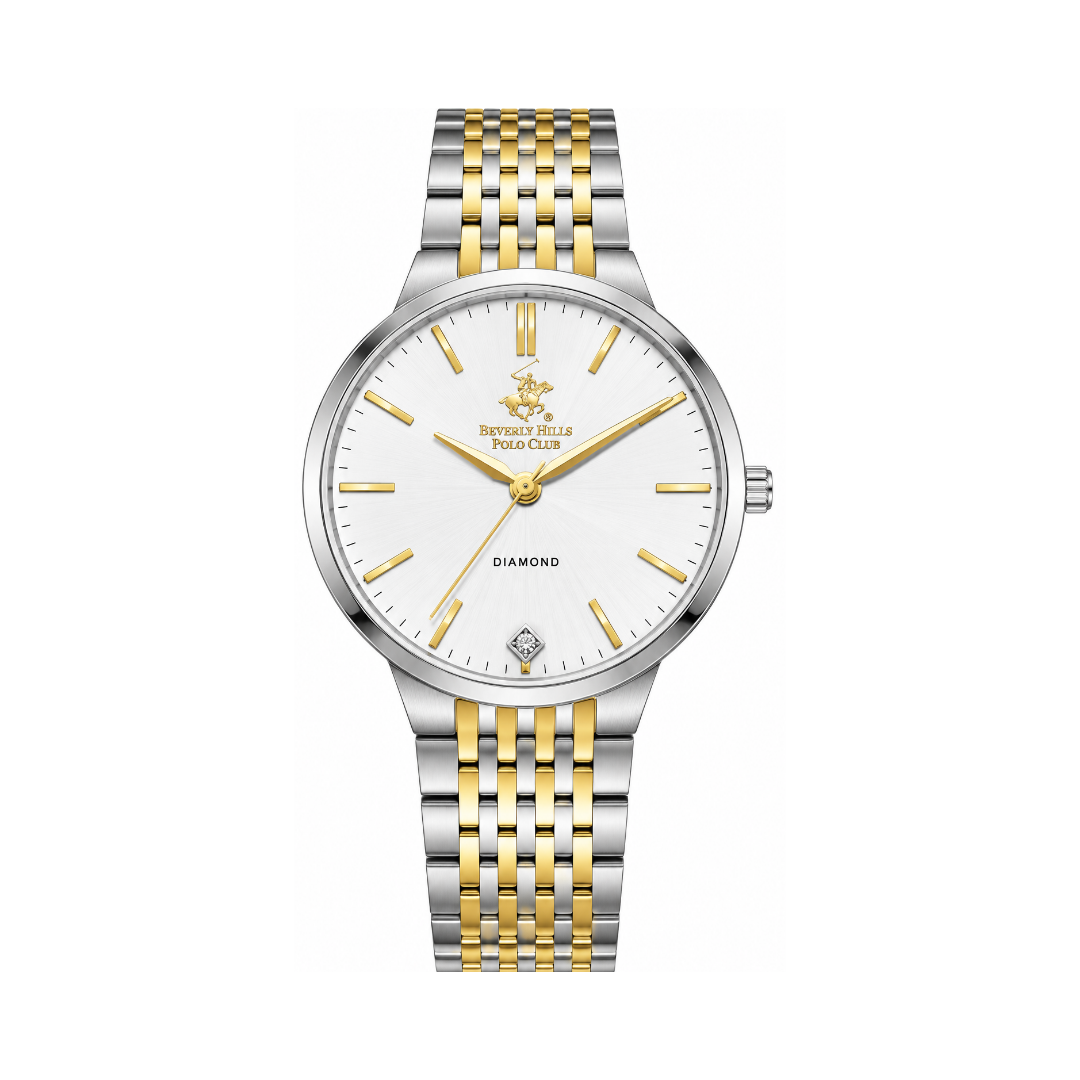 Beverly Hills Polo Club Men's White Dial Two-Tone Stainless Steel Quartz Watch BP3776X.230