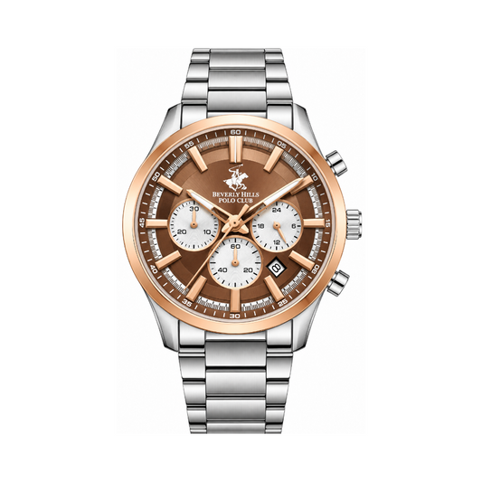 Beverly Hills Polo Club Men's Blue Dial Silver Stainless Steel Quartz Multifunction Watch BP3779X.510