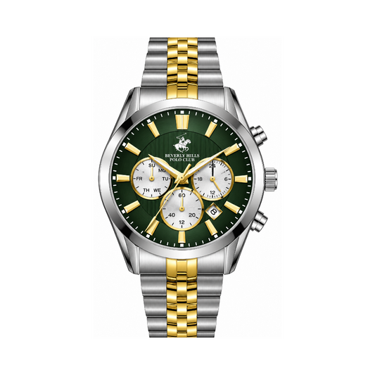 Beverly Hills Polo Club Men's Green Dial Two-Tone Stainless Steel Quartz Multifunction Watch BP3782X.270