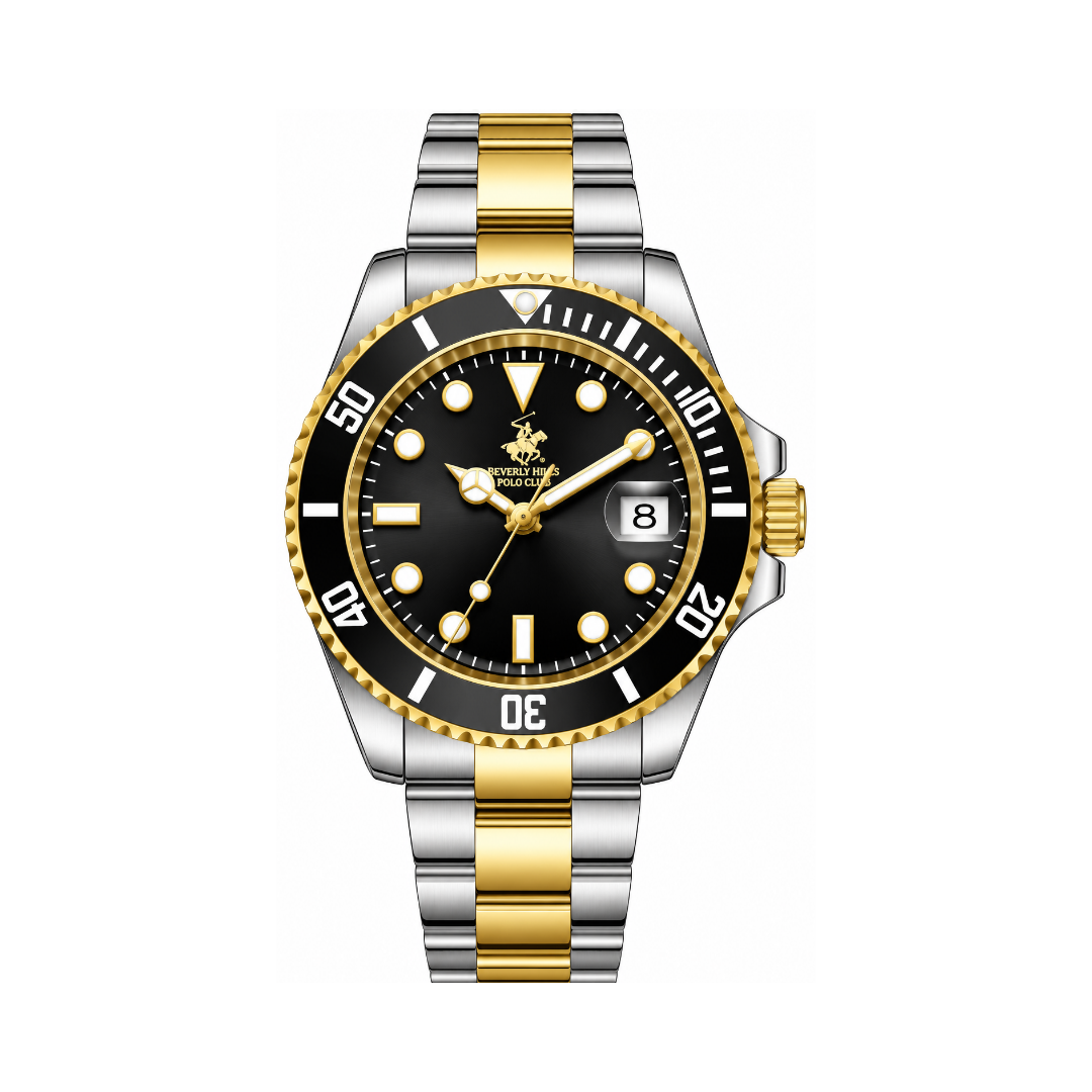 Beverly Hills Polo Club Men's Gold Dial Two-Tone Stainless Steel Quartz Date Watch BP3797X.250
