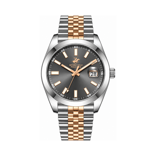 Beverly Hills Polo Club Men's Gunmetal Dial Two-Tone Stainless Steel Quartz Date Watch BP3810X.560