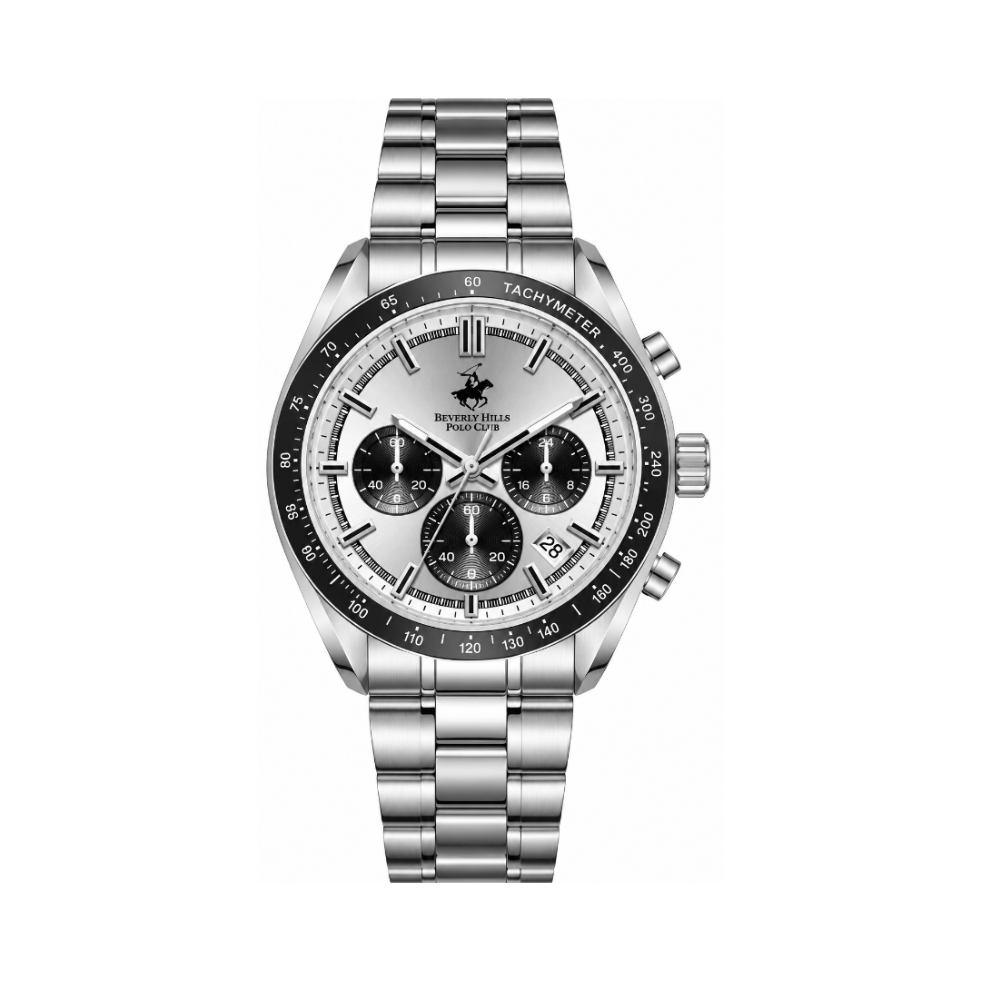 Beverly Hills Polo Club Men's Silver Dial Silver Stainless Steel Quartz Multifunction Watch BP3814X.330