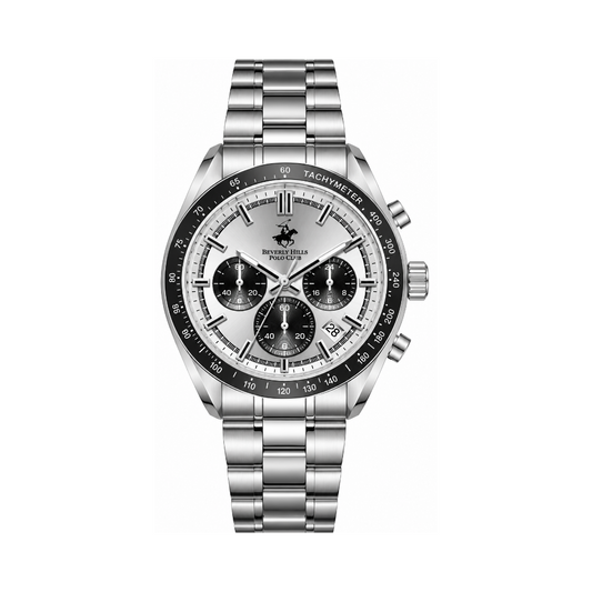 Beverly Hills Polo Club Men's Silver Dial Silver Stainless Steel Quartz Multifunction Watch BP3814X.330