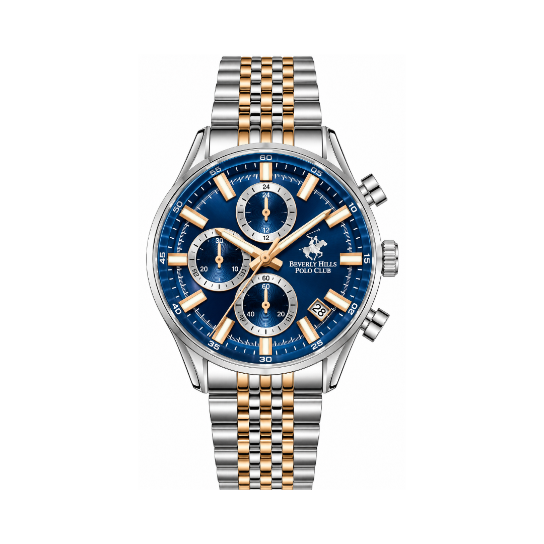 Beverly Hills Polo Club Men's Blue Dial Two-Tone Stainless Steel Quartz Multifunction Watch BP3823X.590