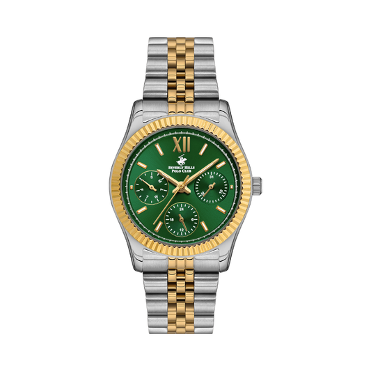 Beverly Hills Polo Club BP3169C.270 Women's Green Dial Two-Tone Stainless Steel Watch