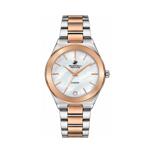 Beverly Hills Polo Club BP3229X.520 Women's White MOP Dial Two-Tone Stainless Steel Diamond Watch