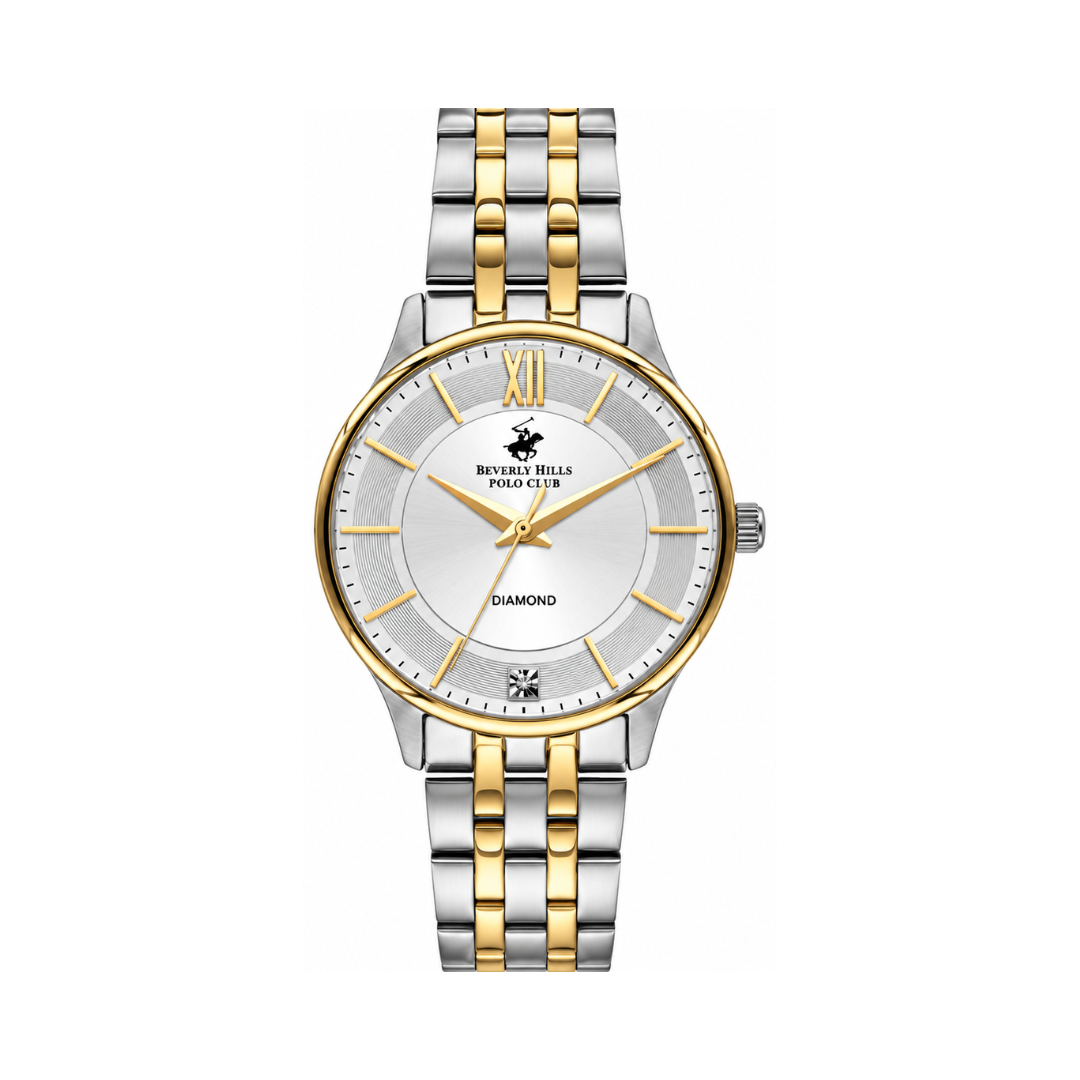 Beverly Hills Polo Club BP3309X.230 Women's White MOP Dial Two-Tone Stainless Steel Diamond Watch