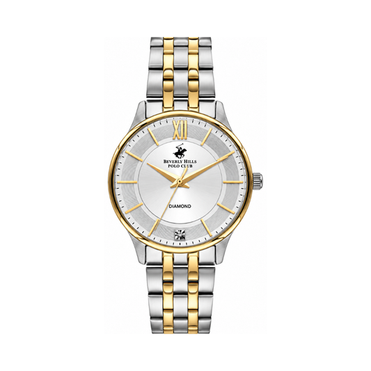 Beverly Hills Polo Club BP3309X.230 Women's White MOP Dial Two-Tone Stainless Steel Diamond Watch