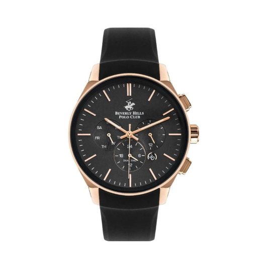 Beverly Hills Polo Club BP3224X.451 Men's Black Dial Rose Gold Chronograph Watch