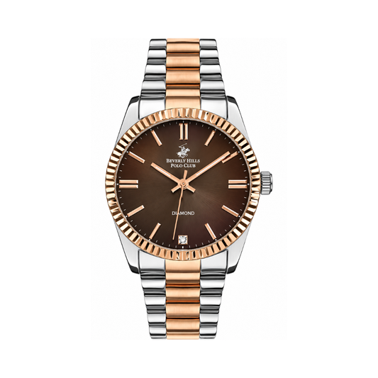 Beverly Hills Polo Club BP3172C.540 Women's Dark Brown Dial Two-Tone Stainless Steel Diamond Watch
