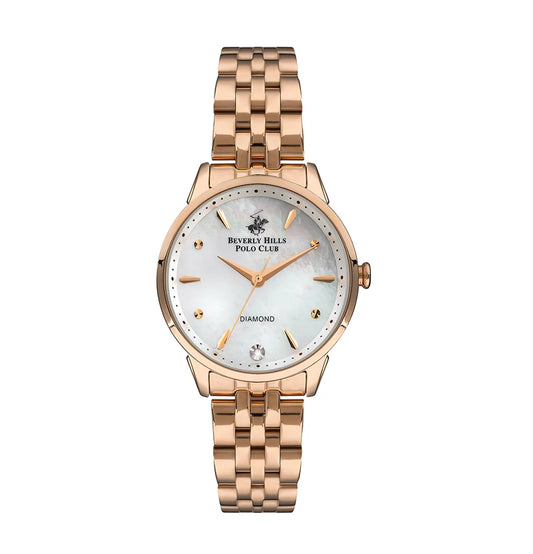 Beverly Hills Polo Club BP3293X.420 Women's MOP White Dial Rose Gold Stainless Steel Diamond Watch